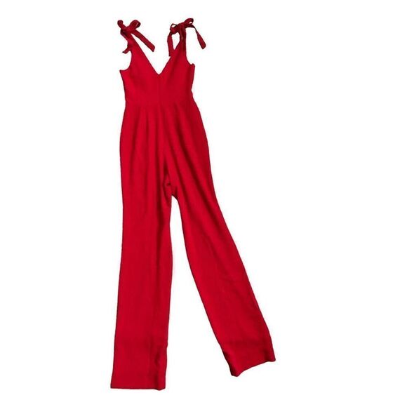 Dress The Population Sleeveless V-Neck Jumpsuit Womens Red Size Extra Small - Picture 4 of 6